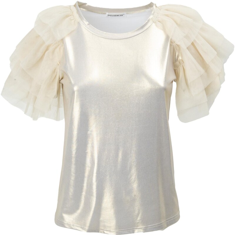 Influencer Tričko Glittery zlatá 68382276