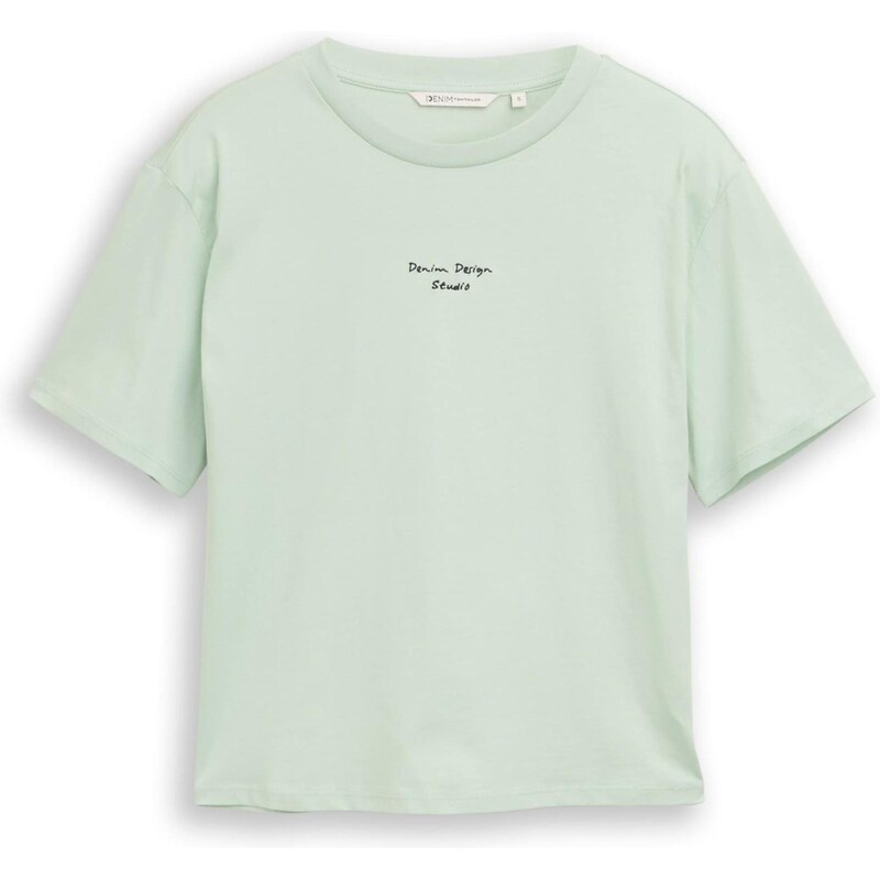 TOM TAILOR DENIM Tričko pastelovo zelená / čierna 68382656