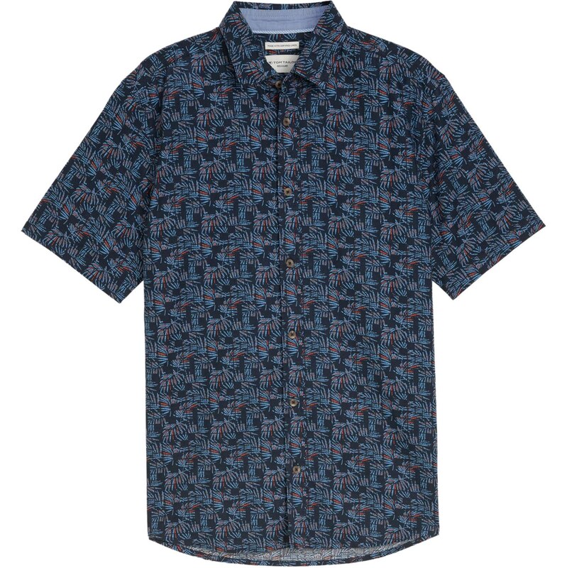 TOM TAILOR Košeľa modrá / námornícka modrá / tmavooranžová 68382720