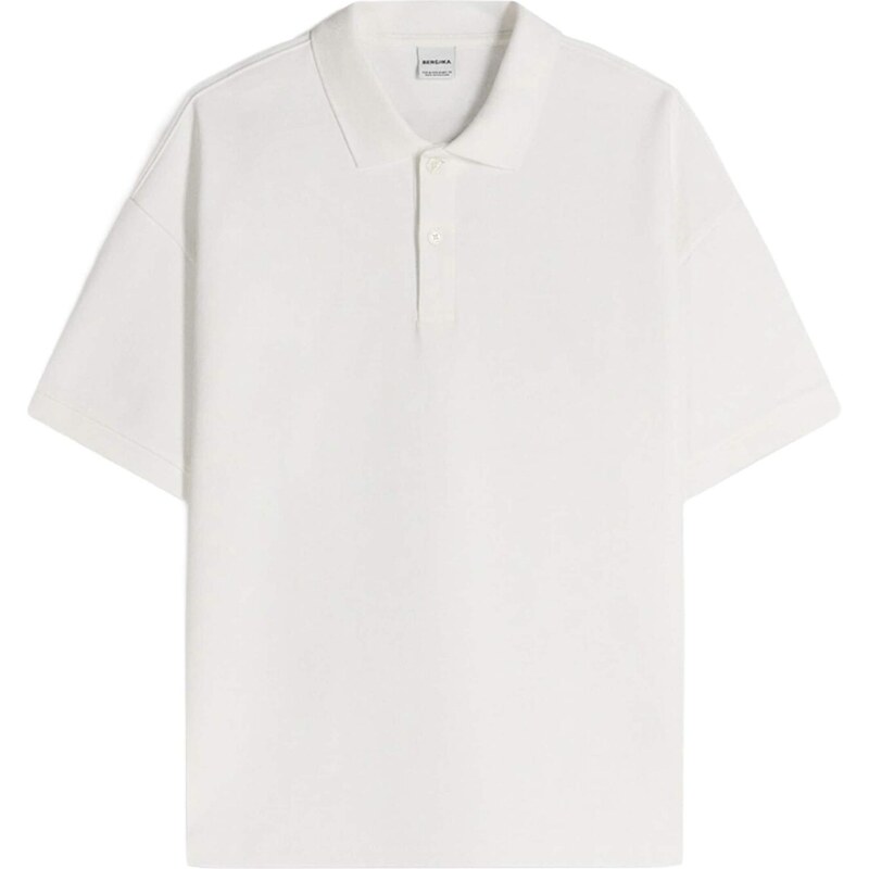 Bershka Tričko INTERLOCK šedobiela 68382929