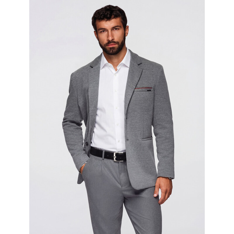 Ombre Mens knitted jacket with a fitted cut - light grey 65184914