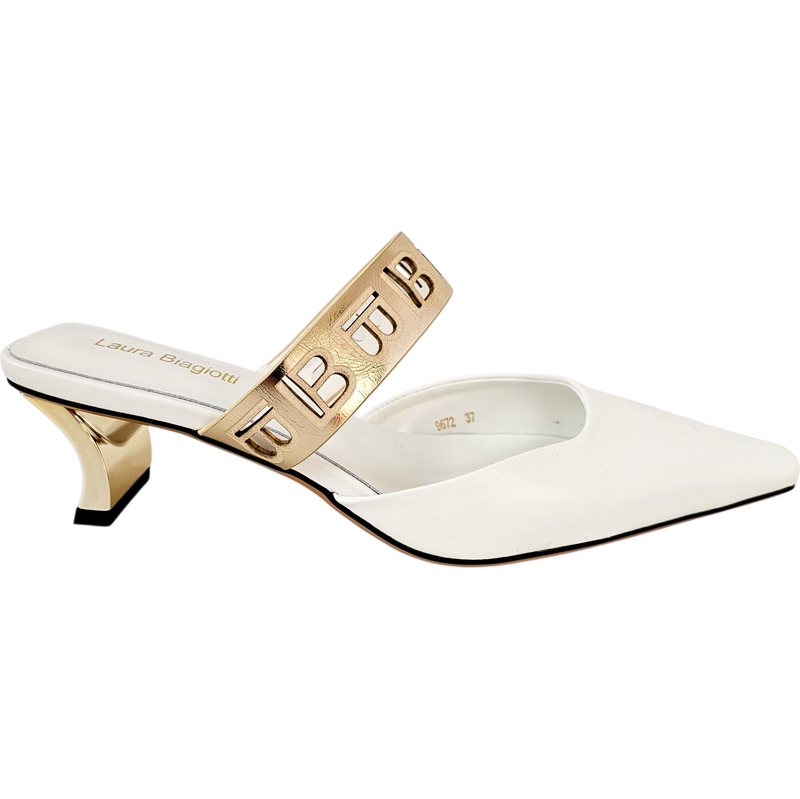 Biele mule lodičky Laura Biagiotti Calf White 68382973