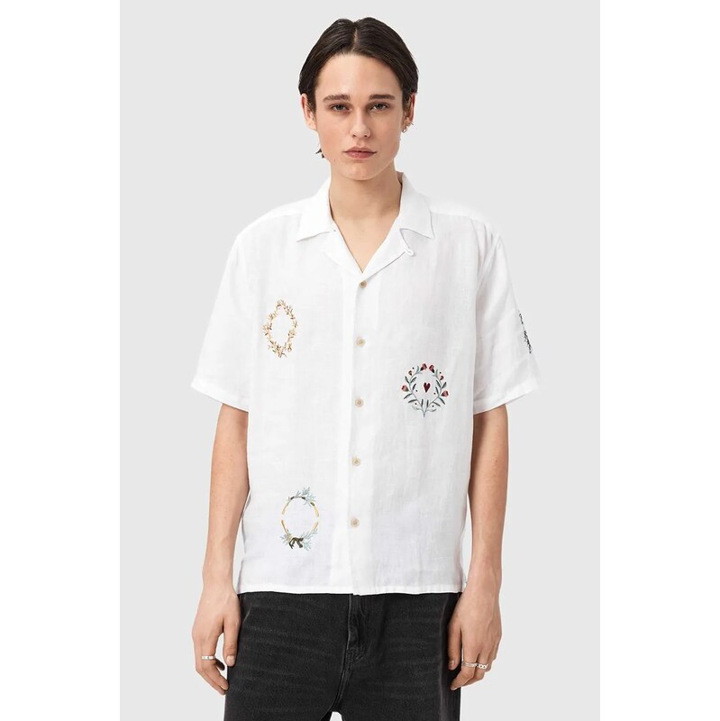 AllSaints košeľa pánska ľanová DECK 68383144