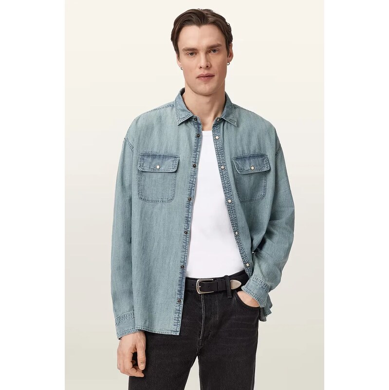 AllSaints košeľa pánska rifľová GRIBBS 68383371