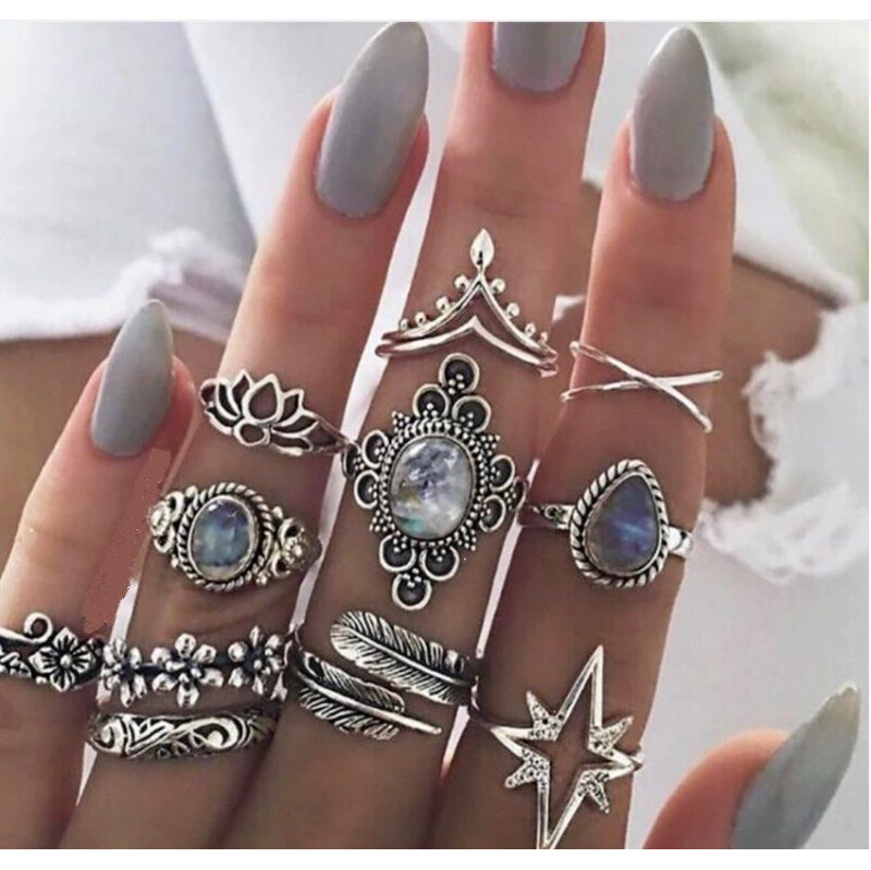 Impress Jewelry Sada Bohém prsteňov 11ks strieborná Taranis 68388036