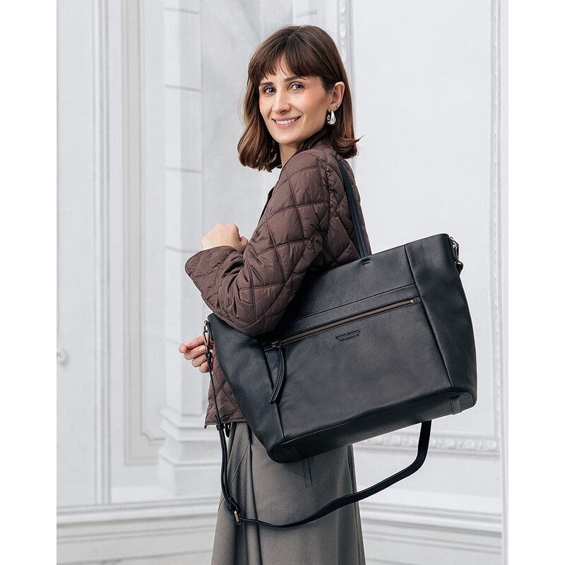 MARCO MAZZINI Dámska kožená taška typu hobo | čierna vp8a 67900628