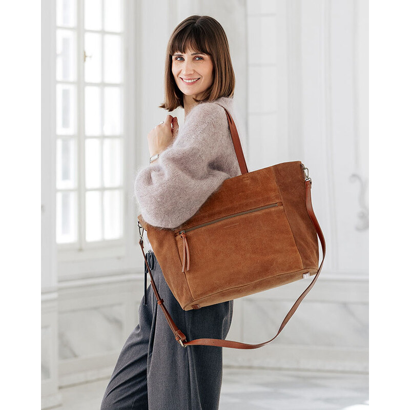 MARCO MAZZINI Dámska kožená taška typu hobo | koňak vp8ee 67900629