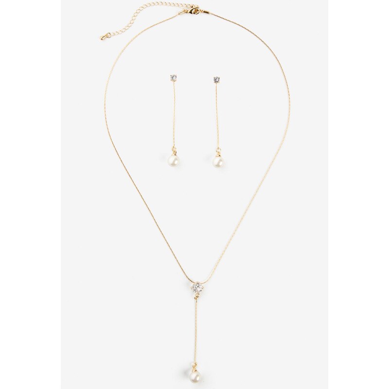 bonprix Retiazka + náušnice (3-dielna šperková sada), farba zlatá 63234557