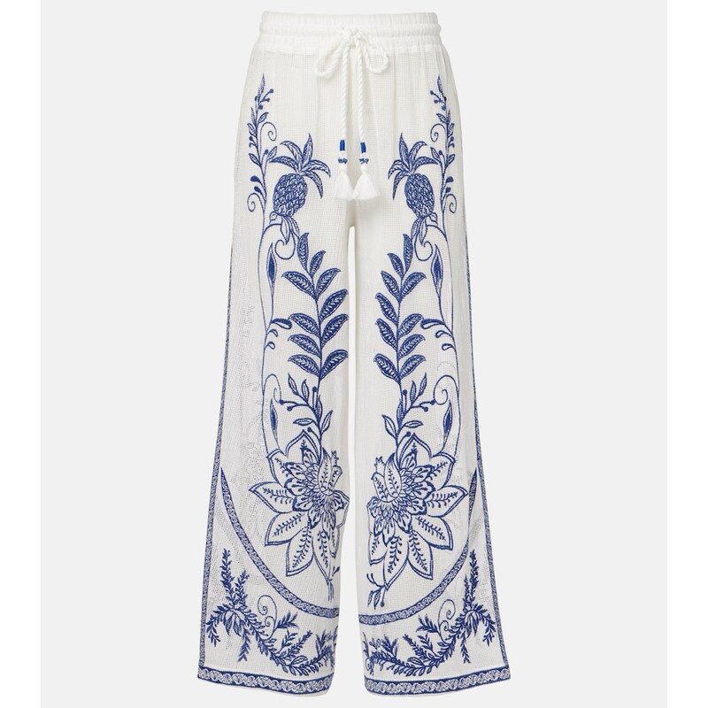 Farm Rio Nina embroidered cotton pants 68392229