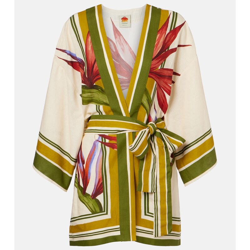 Farm Rio Strilitizia floral linen-blend kaftan 68393255