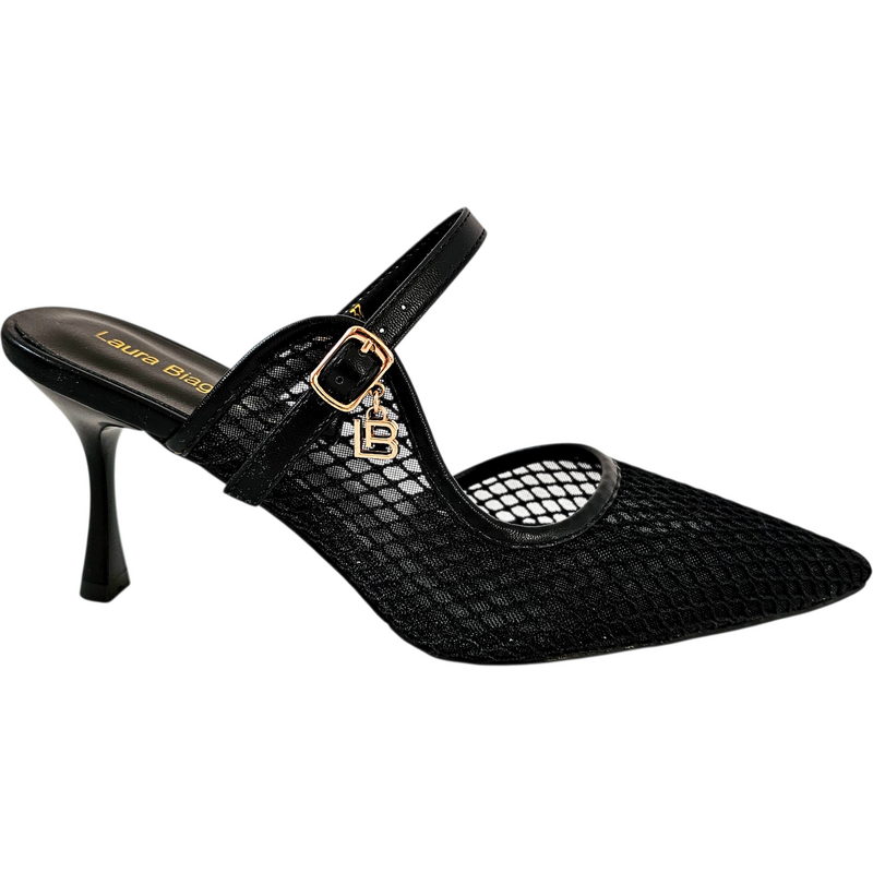 Čierne mule lodičky Laura Biagiotti Net Black 68394470