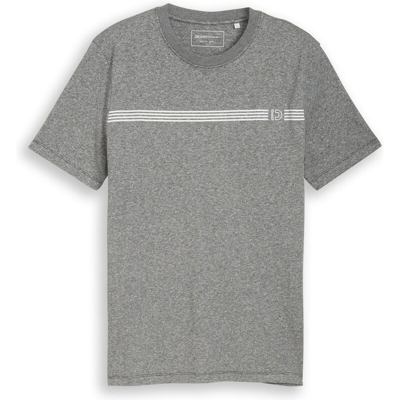 TOM TAILOR DENIM Tričko čierna melírovaná / biela 68395436