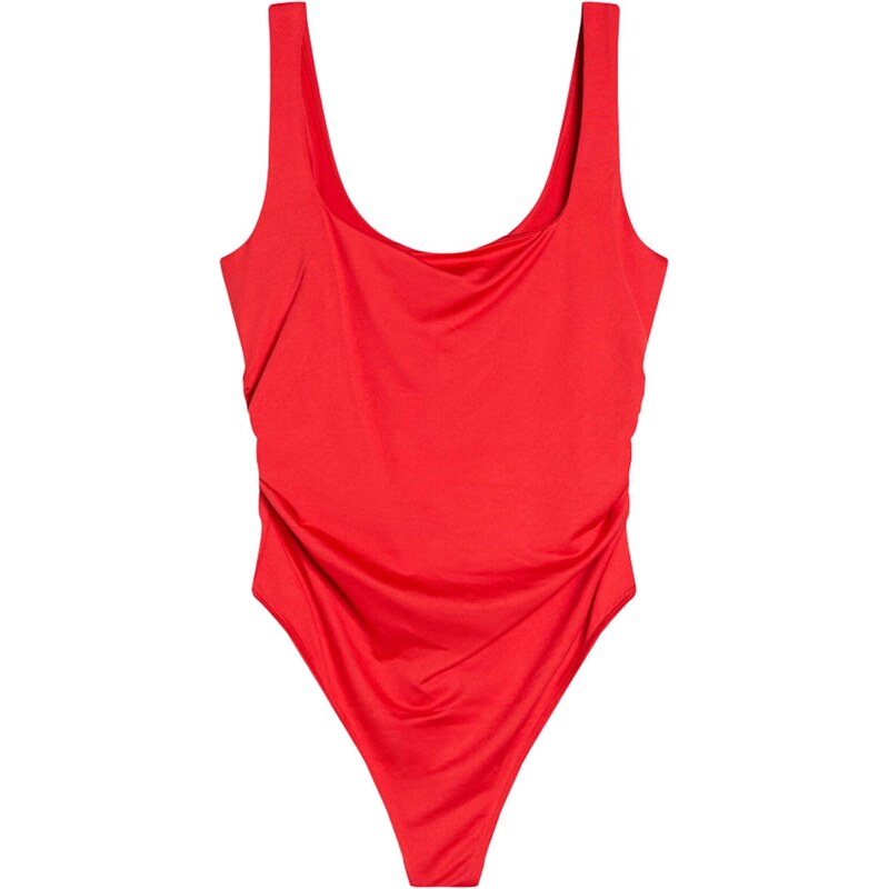 Bershka Košeľové body červená 68398534