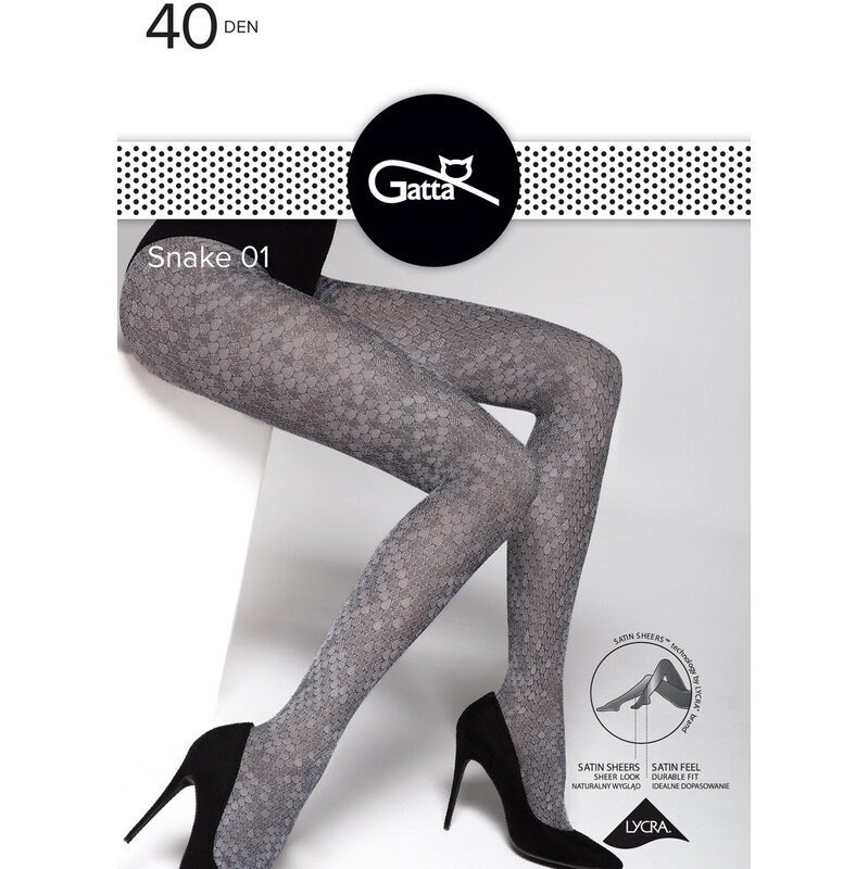 E-shop GATTA Pančuchové nohavice Snake40-vz.01 grey-nero 2(S)