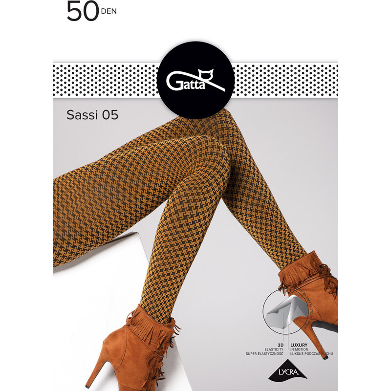E-shop GATTA Pančuchové nohavice Sassi3D50-vz.05 honey.nero 2(S)