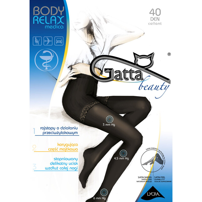 GATTA Pančuchové nohavice Body-relaxmedica40 nero 2(S) 66680175