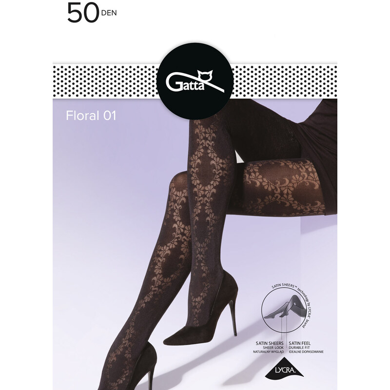 E-shop GATTA Pančuchové nohavice Floral50-vz.01 nero 3(M)
