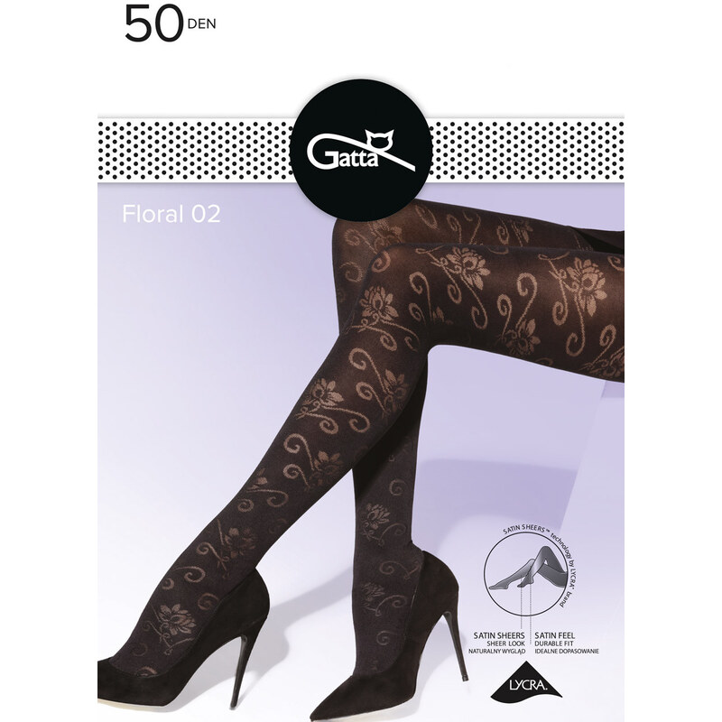 GATTA Pančuchové nohavice Floral50-vz.02 nero 3(M) 66680429