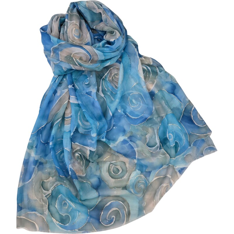 Katrins Fashion Šál modrý s hodvábom 68401353