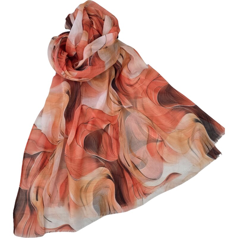 Katrins Fashion Šál oranžový s hodvábom 68401357