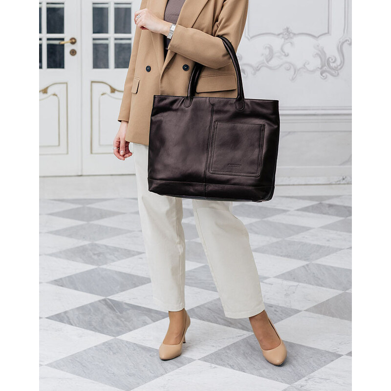 MARCO MAZZINI Dámska kožená taška typu hobo | tmavohnedá vp3g 67742796