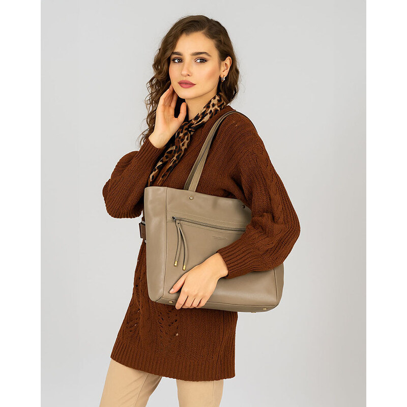 MARCO MAZZINI Dámska kožená taška typu hobo | béžová vp8h 67758022