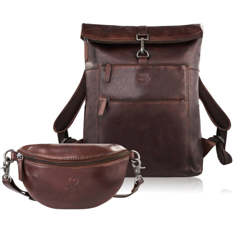 Paolo Peruzzi Darčeková sada, kožený batoh a dámska taška na opasok | 68403582