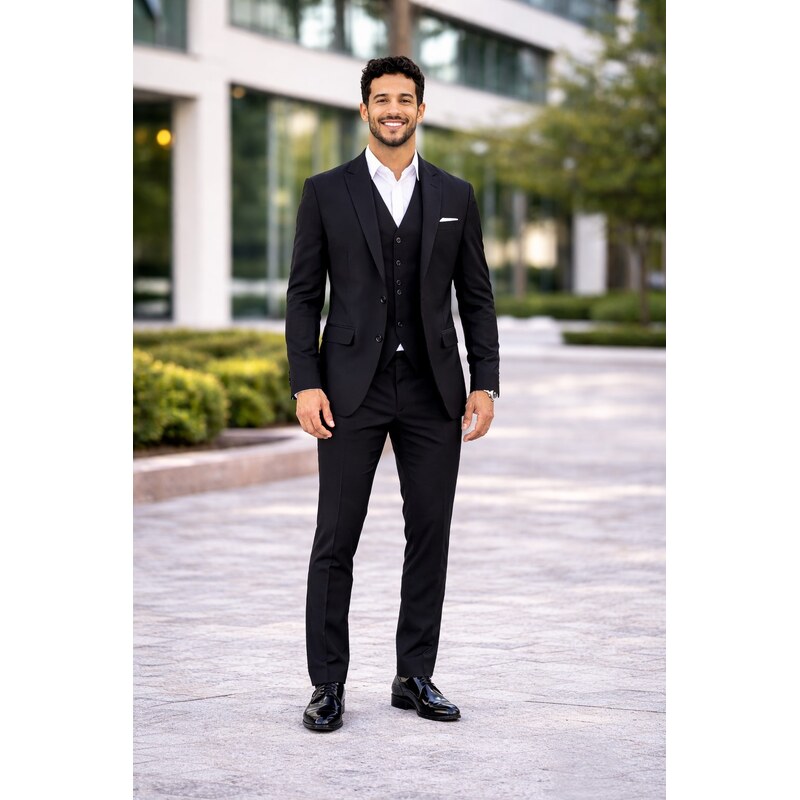 Pánske čierne oblekové bi-stretch sako CELIO slim fit 68403664