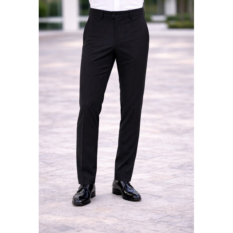 Pánske čierne oblekové bi-stretch nohavice CELIO slim fit 68443190