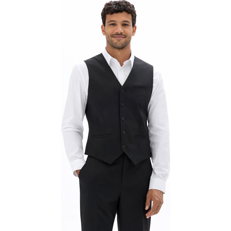 Pánska čierna obleková bi-stretch vesta CELIO slim fit 68403668