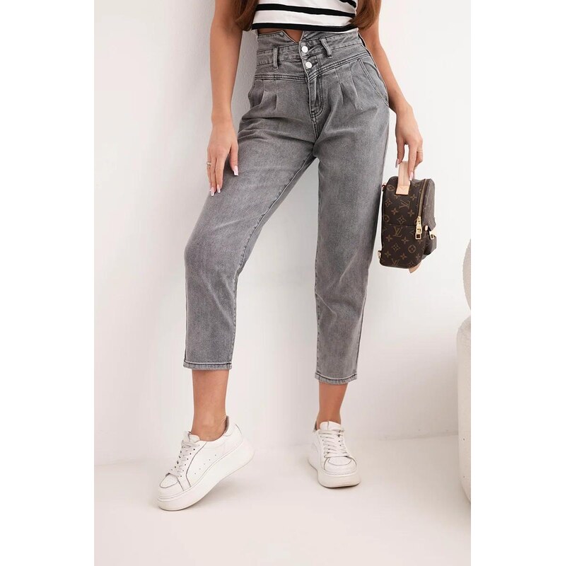 MladaModa Džínsové nohavice paperbag s dvojitým zapínaním M.Sara model 68403700