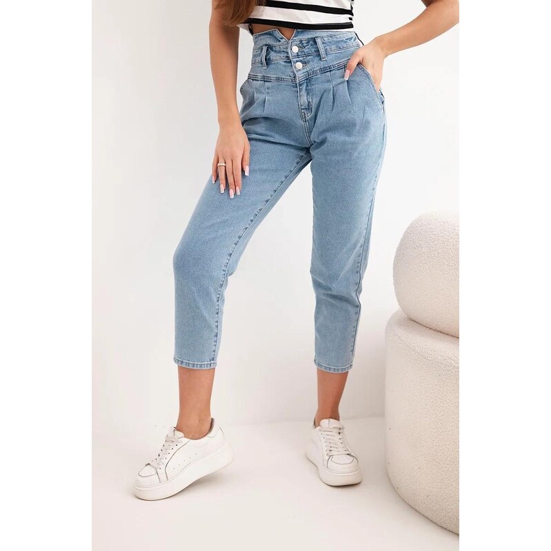 MladaModa Džínsové nohavice paperbag s dvojitým zapínaním M.Sara model 68403701