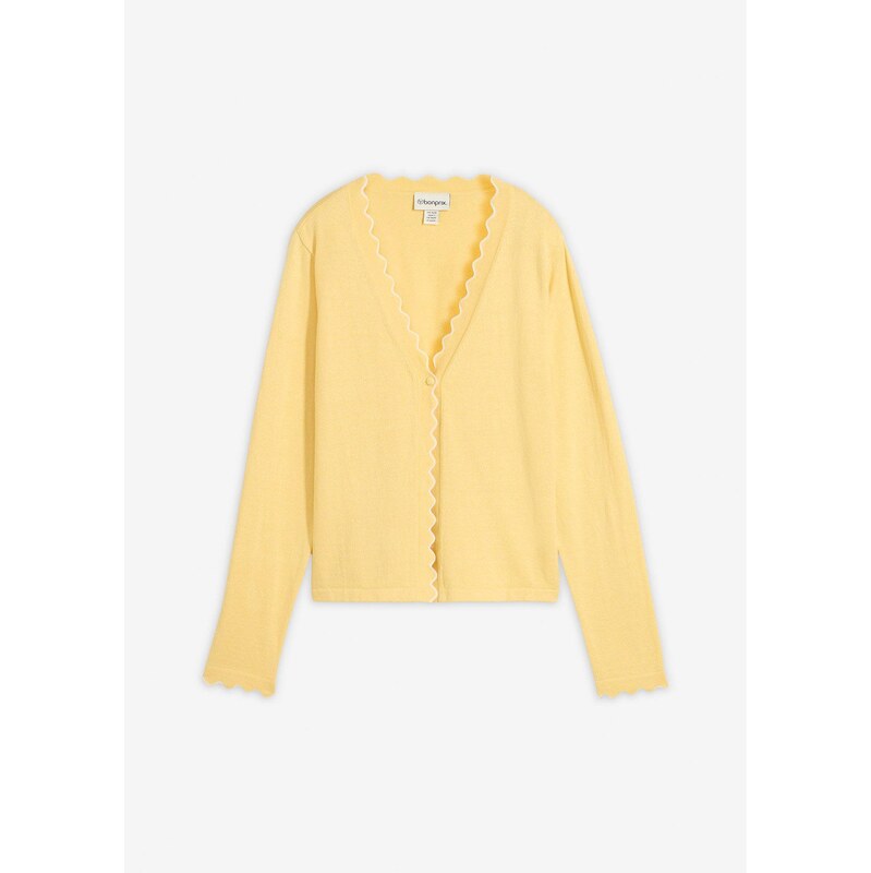 bonprix Pletený sveter s hodvábnym podielom, farba žltá 68404431