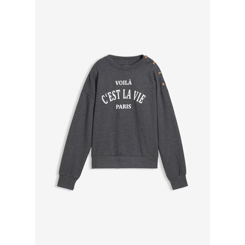 bonprix Mikina z bavlneného mixu, farba šedá 68404579