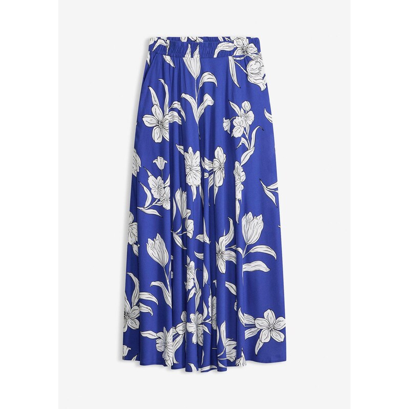 bonprix Maxi sukňa z padavej viskózy, farba modrá 68404735