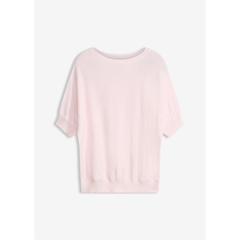 bonprix Jemne pletený pulóver z bavlneného mixu, farba ružová 68404773