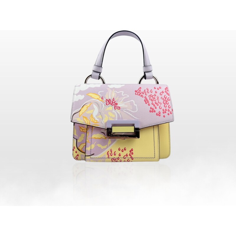 CROMIA MISS CALYPSO kožená kabelka - žlto fialová, kvetinový motív 68404906