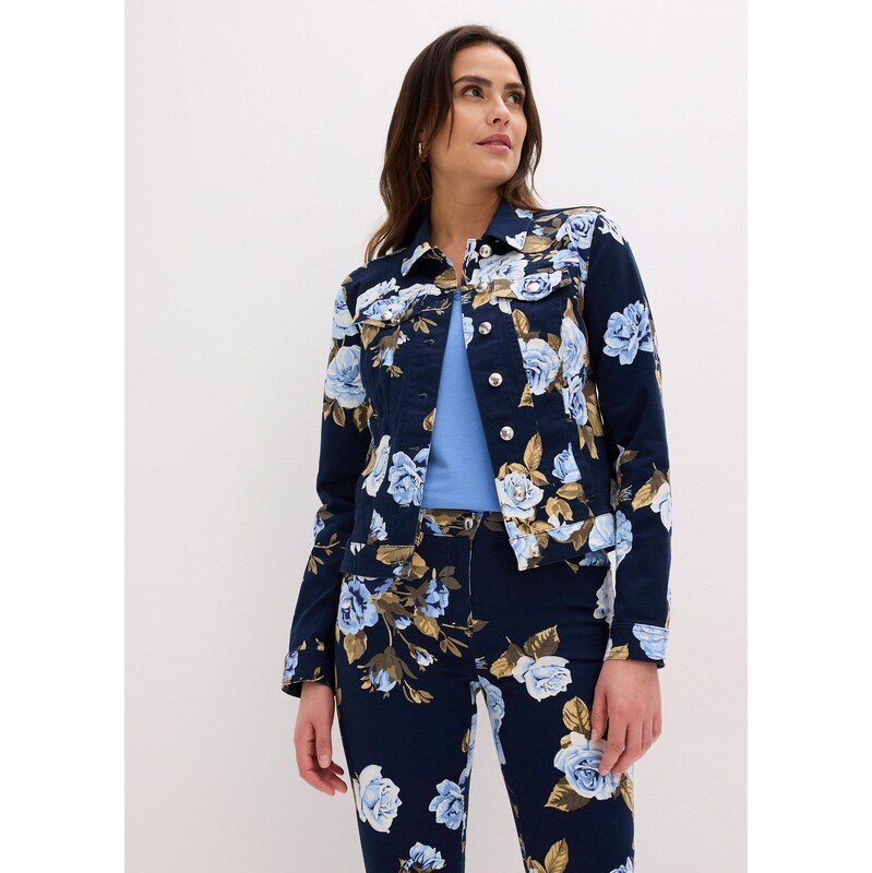 bonprix Twillová bunda z bavlny, farba modrá 68404550