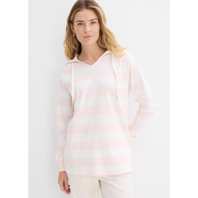 bonprix Tričko s kapucňou, ľahké, z čistej bavlny, farba ružová 68404537