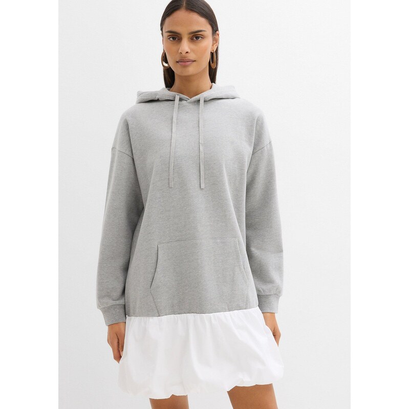 bonprix Mikinové šaty s balónovým zakončením, farba šedá 68404557