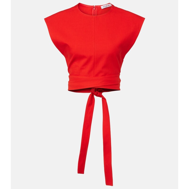 Alaia Alaïa Belted cotton gabardine crop top 68473110