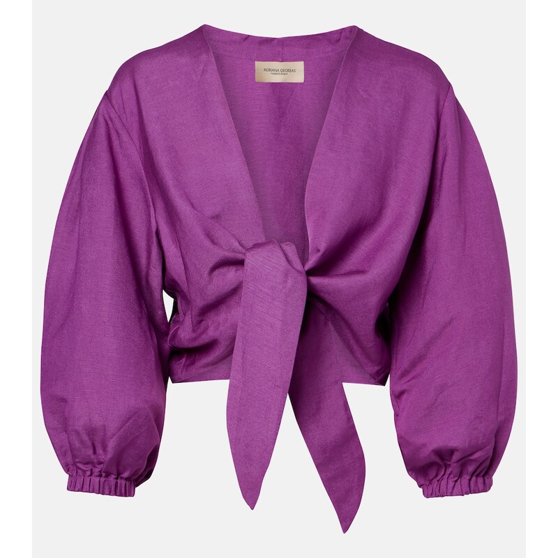 Adriana Degreas Linen-blend crop top 68410098