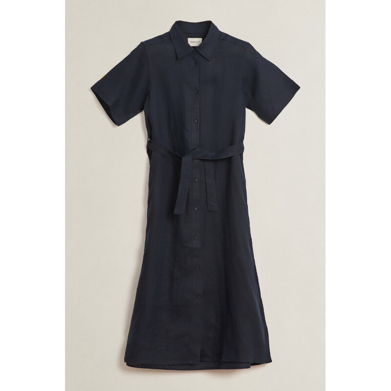 ŠATY GANT LINEN SS SHIRT DRESS BLACK 68369555