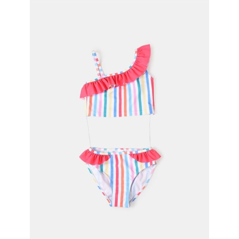 Sinsay - Dvojdielne plavky s farebnými prúžkami a volánmi - 68410589
