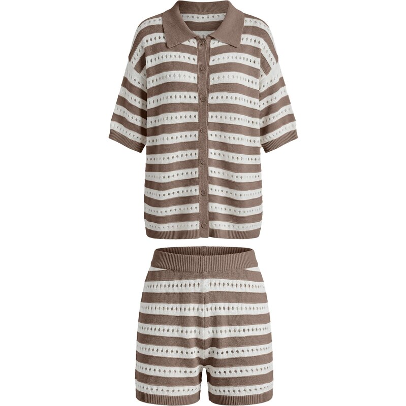 Imily Bela Nohavicový kostým hnedá / biela 68414932