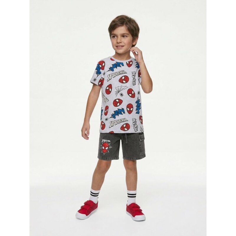 Sinsay - Cargo kraťasy Spider-Man - šedá 68411210