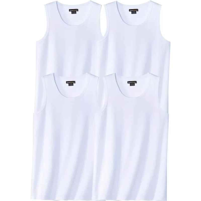 Sada 4 bielych bavlnených tielok Atlas For Men Biela 68411240