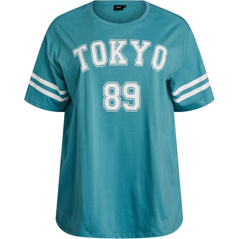 Zizzi Oversize tričko Enilla nebesky modrá / biela 68415116