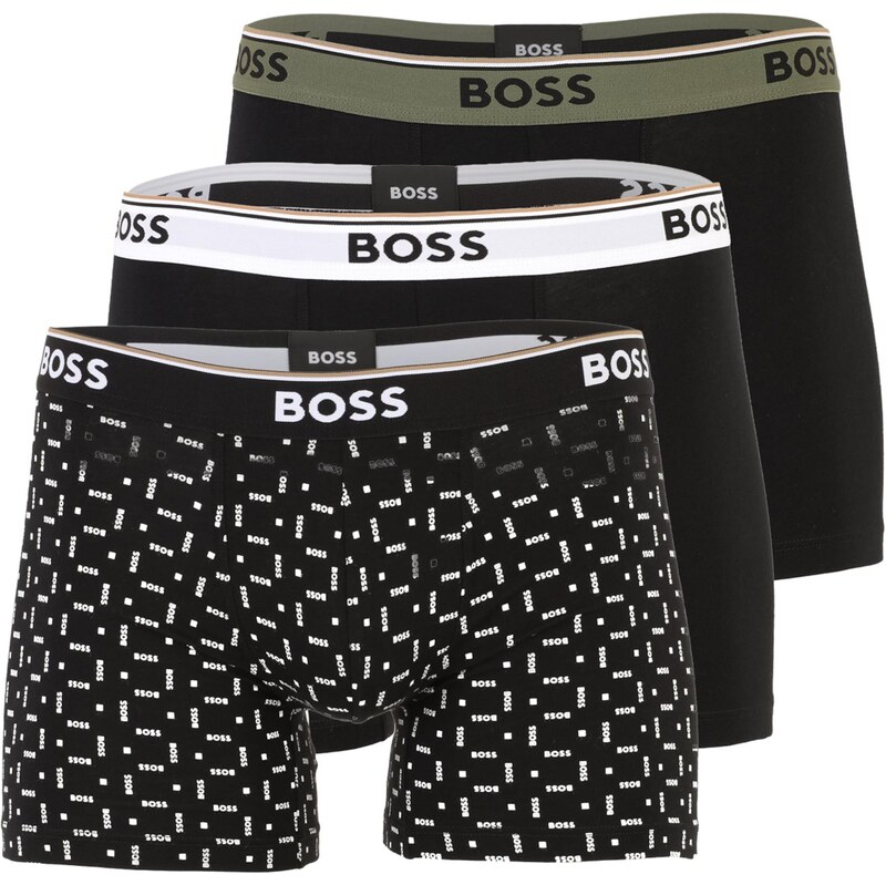 BOSS Boxerky Power Des olivová / čierna / biela 68415351