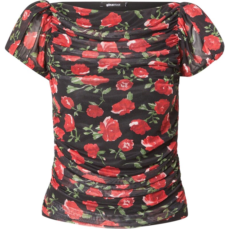 Gina Tricot Tričko zelená / rosé / tmavočervená / čierna 68415712